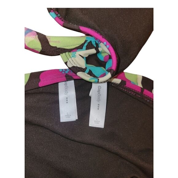 Gap Body Floral Brown 2 piece Halter Bikini Swimsuit L - Picture 10 of 10
